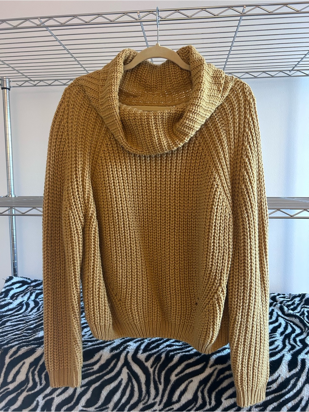 moon & madison Mustard Cowl Neck Knit Sweater